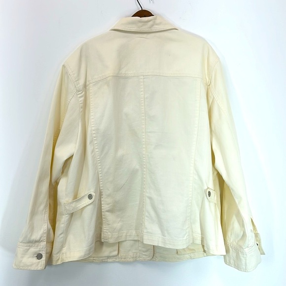J. Jill White Denim Jean Jacket Women's XXL Spring Outdoor Button Plus Curve Hot - Picture 2 of 8